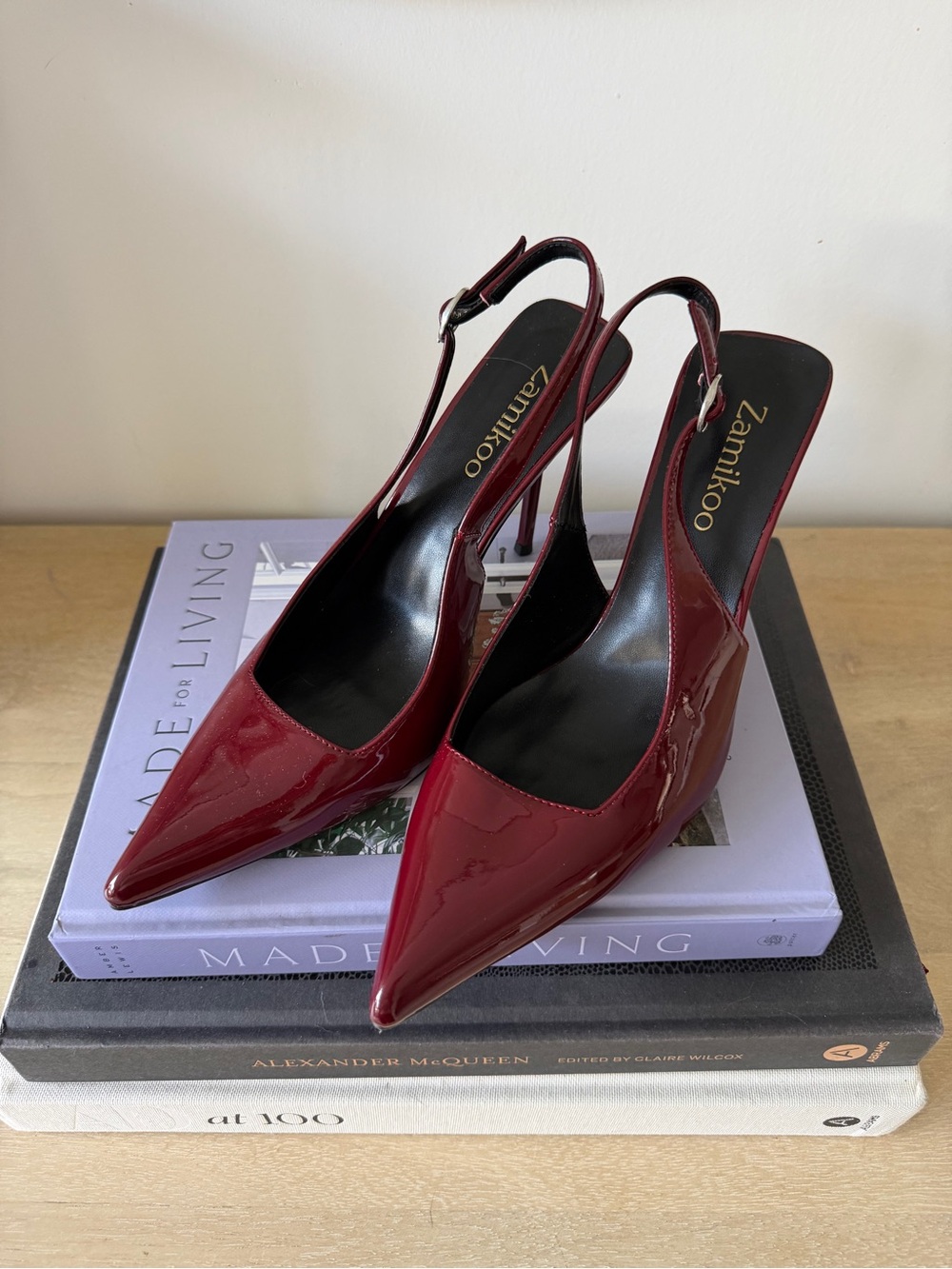 Women's Burgundy Patent Slingback Pumps